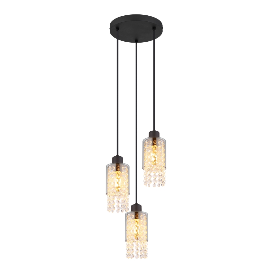 Globo - Lampadario a sospensione con filo 3xE27/40W/230V diametro 25 cm nero