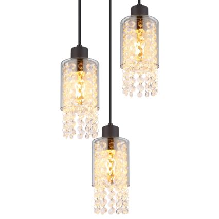 Globo - Lampadario a sospensione con filo 3xE27/40W/230V diametro 25 cm nero