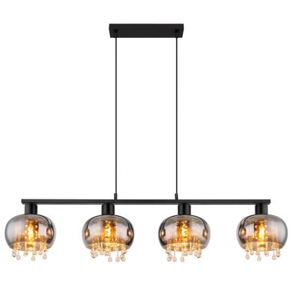 Globo - Lampadario a sospensione con filo 4xE27/9W/230V nero