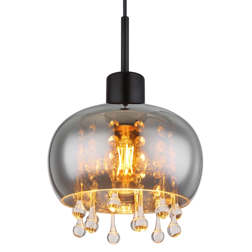 Globo - Lampadario a sospensione con filo 1xE27/9W/230V diametro 21 cm nero