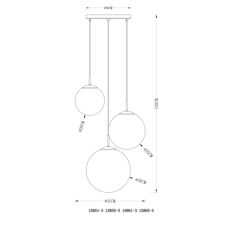Globo - Hängeleuchte an Schnur 3xE27/40W/230V d 51 cm