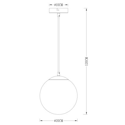 Globo - Lampadario a sospensione con filo 1xE27/40W/230V diametro 20 cm