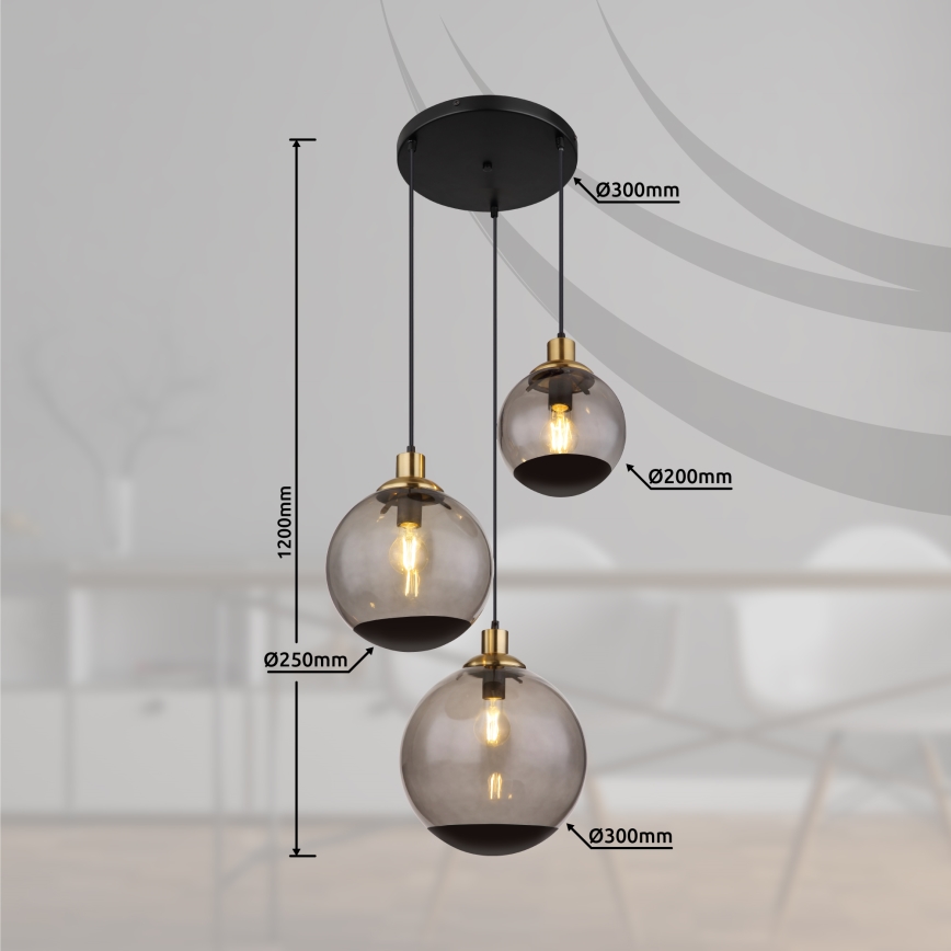 Globo - Hängeleuchte an Schnur 3xE27/40W/230V