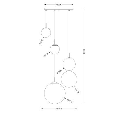Globo - Lampadario a sospensione con filo 5xE27/40W/230V diametro 65 cm