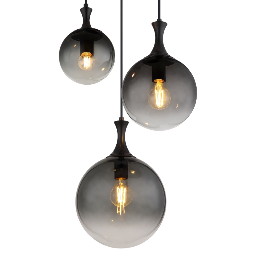 Globo - Hängeleuchte 3xE27/10W/230V d 48 cm schwarz