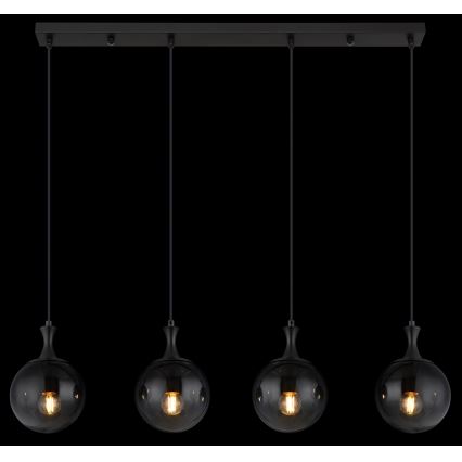 Globo - Suspension filaire 4xE27/10W/230V noir