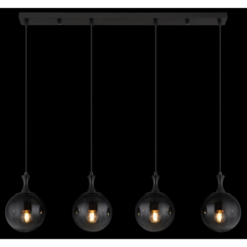 Globo - Suspension filaire 4xE27/10W/230V noir
