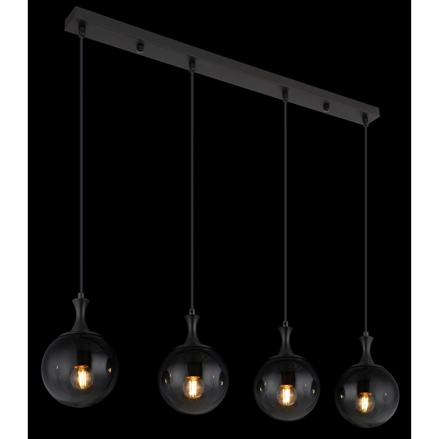 Globo - Suspension filaire 4xE27/10W/230V noir