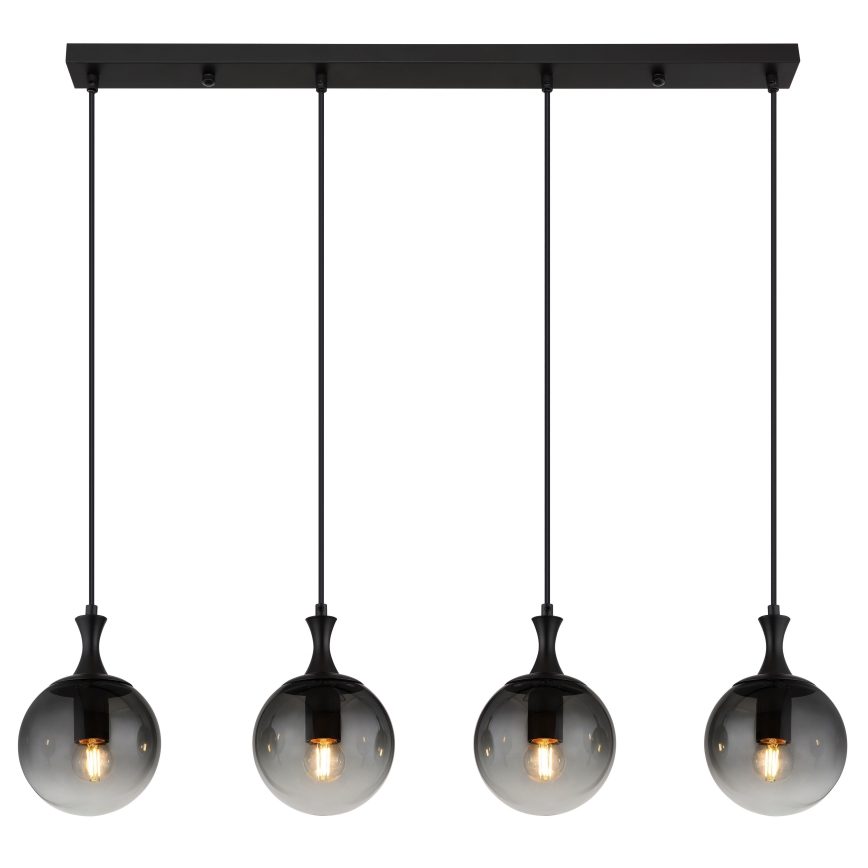 Globo - Suspension filaire 4xE27/10W/230V noir