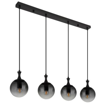 Globo - Suspension filaire 4xE27/10W/230V noir