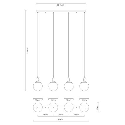 Globo - Suspension filaire 4xE27/10W/230V noir