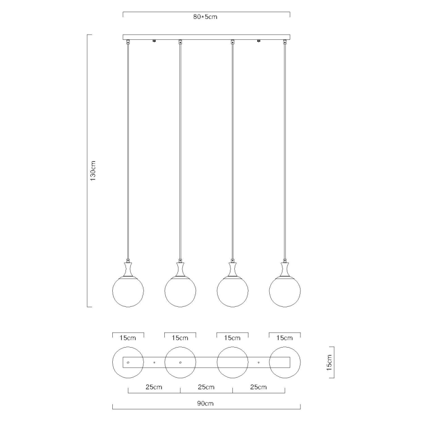 Globo - Suspension filaire 4xE27/10W/230V noir