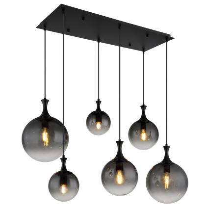 Globo - Lampadario a sospensione con filo 6xE27/10W/230V nero