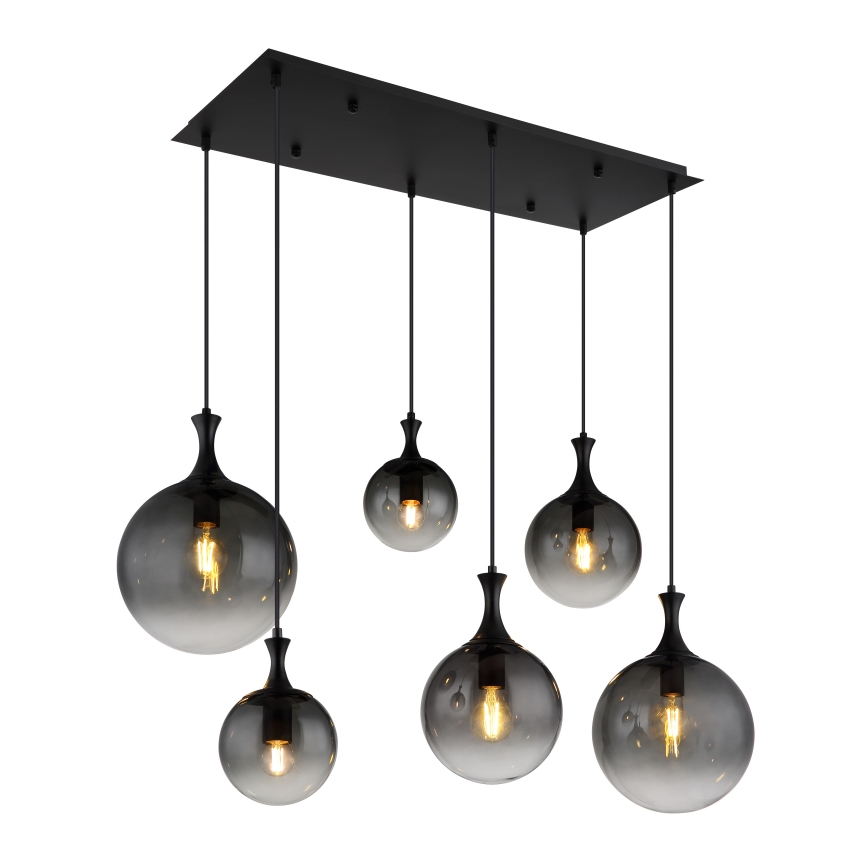 Globo - Lampadario a sospensione con filo 6xE27/10W/230V nero