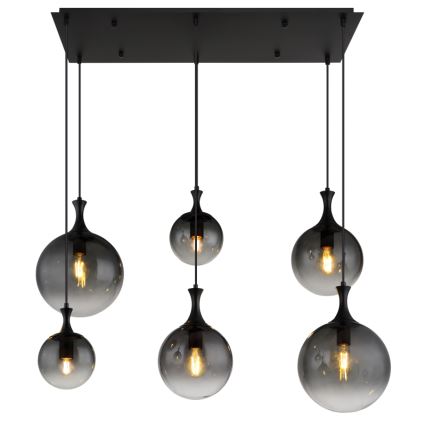 Globo - Lampadario a sospensione con filo 6xE27/10W/230V nero