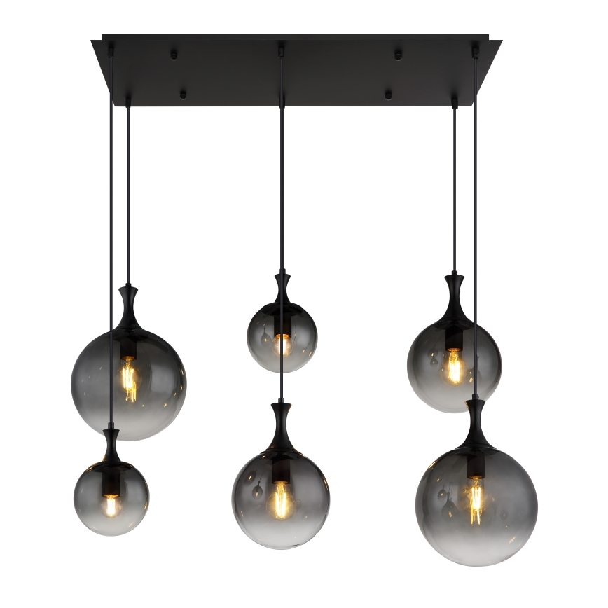 Globo - Lampadario a sospensione con filo 6xE27/10W/230V nero