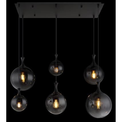 Globo - Lampadario a sospensione con filo 6xE27/10W/230V nero