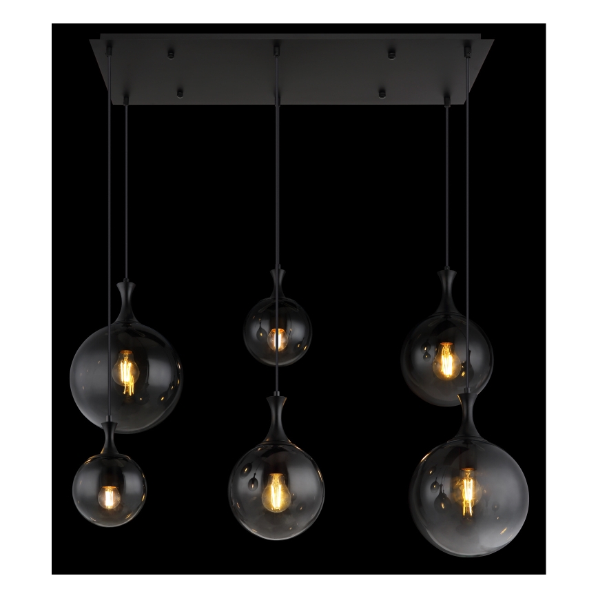 Globo - Lampadario a sospensione con filo 6xE27/10W/230V nero
