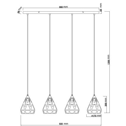 Globo - Suspension filaire 4xE27/40W/230V