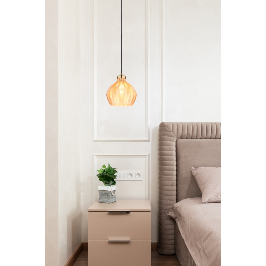 Globo - Lampadario a sospensione su cavo 1xE27/60W/230V Ø 22 cm dorato