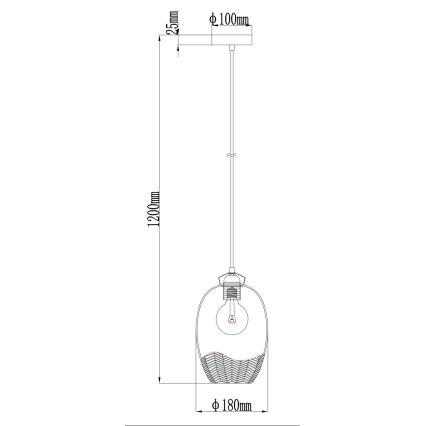 Globo - Lustre sur câble 1xE27/60W/230V Ø 22 cm doré