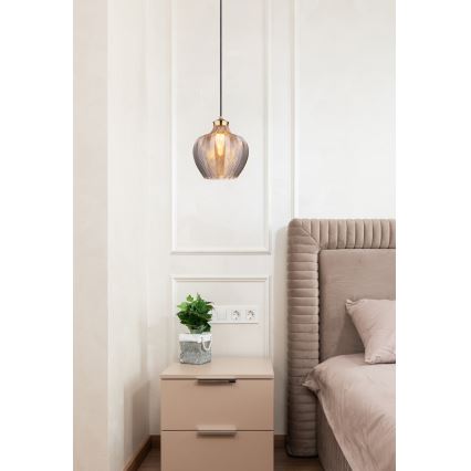 Globo - Lampadario a cavo 1xE27/60W/230V Ø 22 cm colore fumo