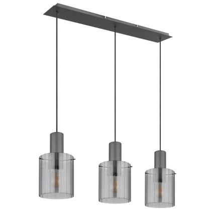 Globo - Lampadario a sospensione con filo 3xE27/40W/230V grigio