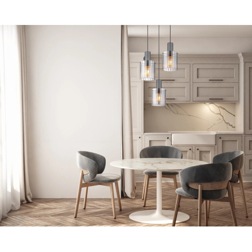 Globo - Lampadario a sospensione con filo 3xE27/40W/230V diametro 48 cm grigio