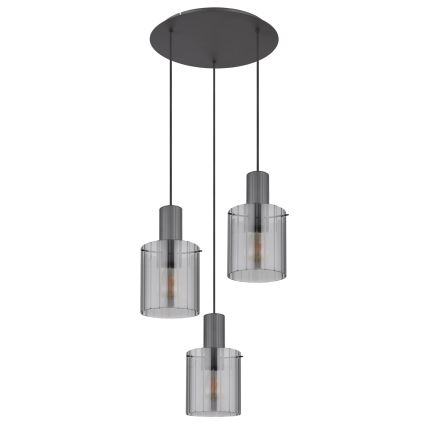 Globo - Lampadario a sospensione con filo 3xE27/40W/230V diametro 48 cm grigio