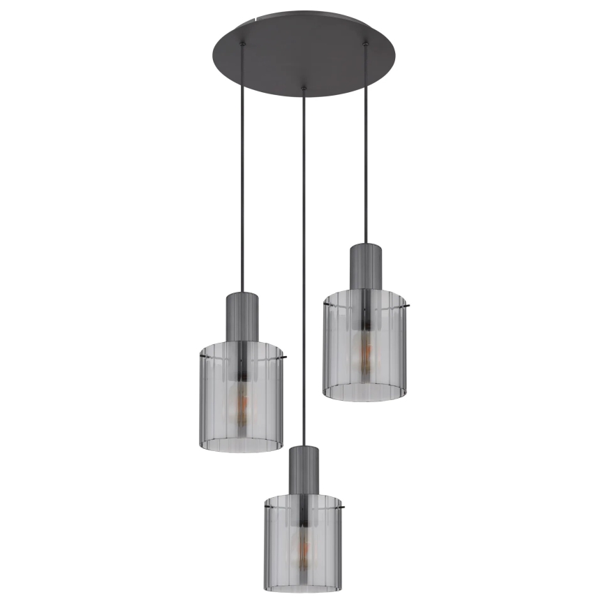 Globo - Lampadario a sospensione con filo 3xE27/40W/230V diametro 48 cm grigio