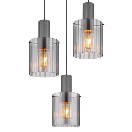 Globo - Lampadario a sospensione con filo 3xE27/40W/230V diametro 48 cm grigio