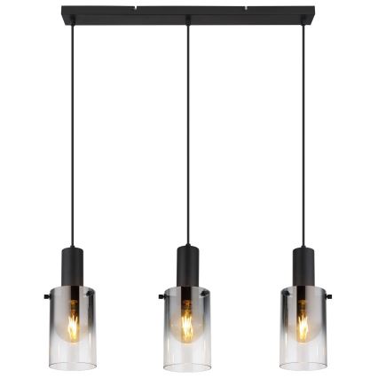 Globo - Lampadario a sospensione con filo 3xE27/40W/230V nero
