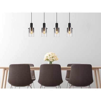 Globo - Lampadario a sospensione con filo 4xE27/40W/230V nero