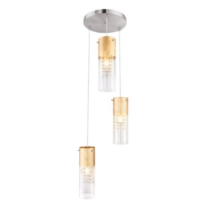 Globo - Lampadario a sospensione con filo 3xE27/60W/230V diametro 30 cm oro