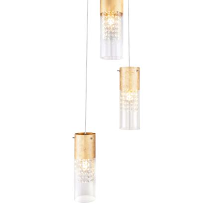 Globo - Lampadario a sospensione con filo 3xE27/60W/230V diametro 30 cm oro