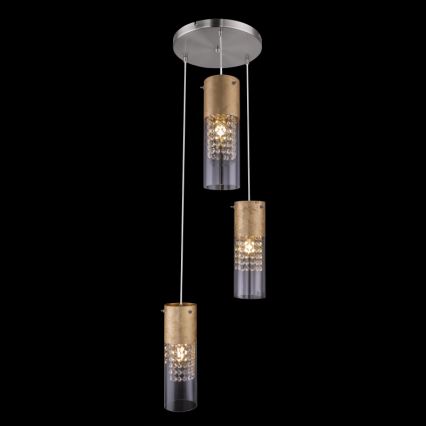 Globo - Lampadario a sospensione con filo 3xE27/60W/230V diametro 30 cm oro
