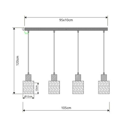 Globo - Lampadario sospeso con cavo 4xE27/40W/230V