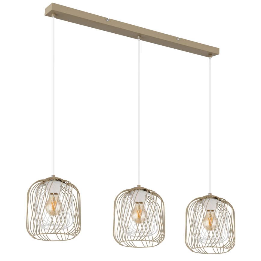 Globo - Lampada a sospensione con cavo 3xE27/40W/230V beige/bianco