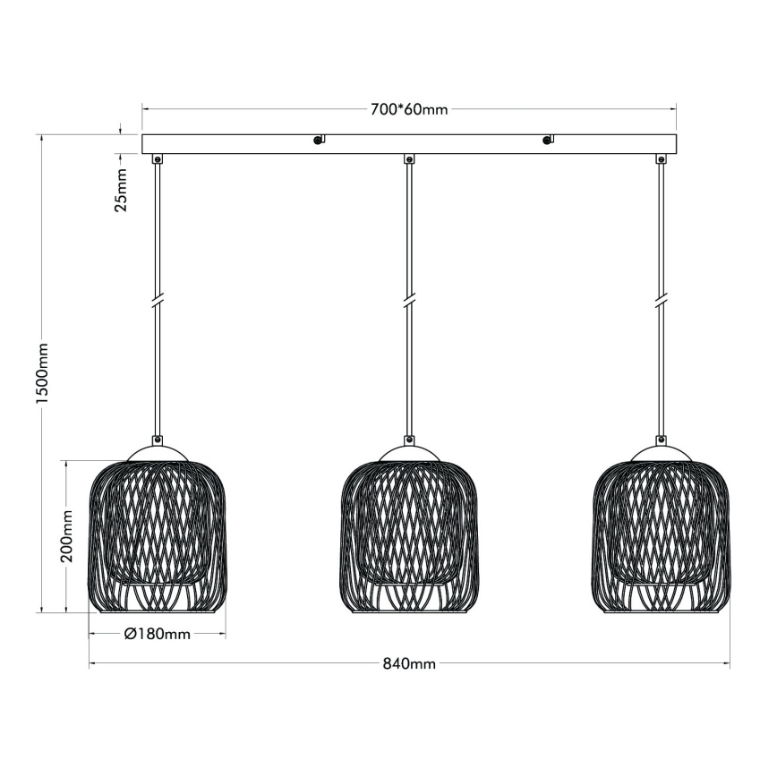 Globo - Suspension sur câble 3xE27/40W/230V