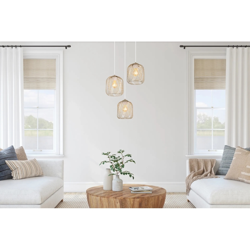 Globo - Lampadario a sospensione su cavo 3xE27/40W/230V beige/bianco