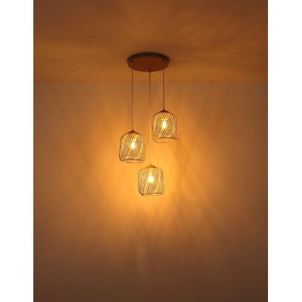 Globo - Lampadario a sospensione su cavo 3xE27/40W/230V beige/bianco