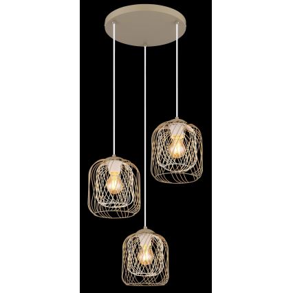 Globo - Lampadario a sospensione su cavo 3xE27/40W/230V beige/bianco