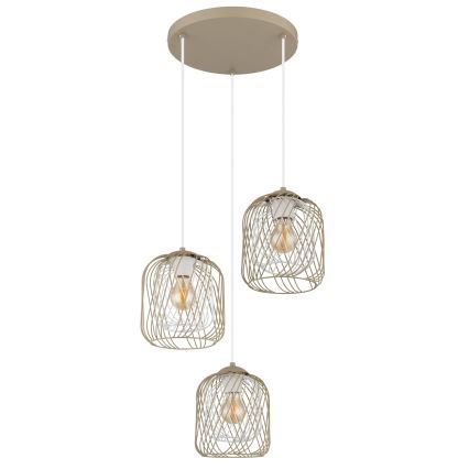 Globo - Lampadario a sospensione su cavo 3xE27/40W/230V beige/bianco