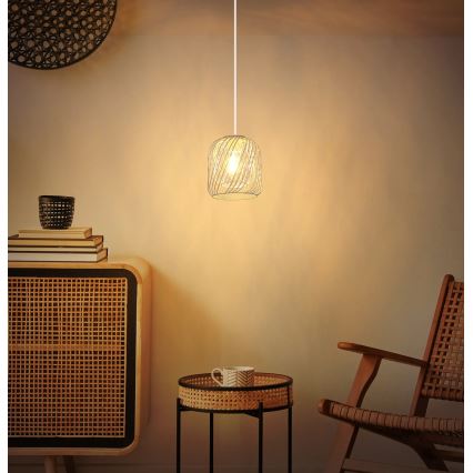 Globo - Pendelleuchte an Kabel 1xE27/40W/230V Ø 18 cm beige/weiß