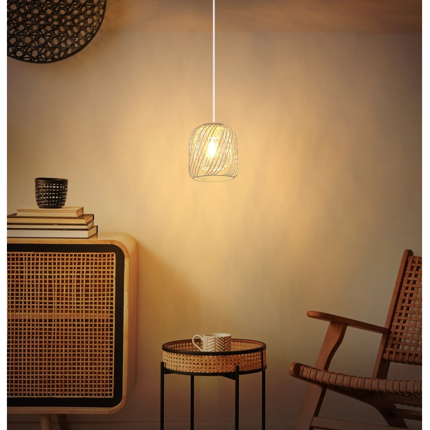 Globo - Pendelleuchte an Kabel 1xE27/40W/230V Ø 18 cm beige/weiß