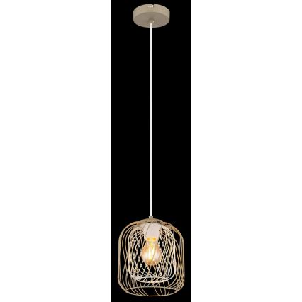 Globo - Suspension sur câble 1xE27/40W/230V Ø 18 cm beige/blanc