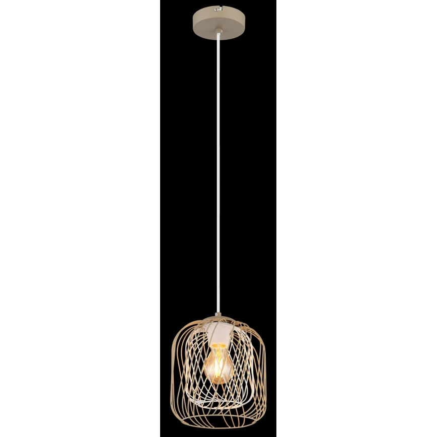 Globo - Suspension sur câble 1xE27/40W/230V Ø 18 cm beige/blanc