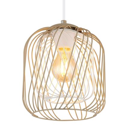 Globo - Suspension sur câble 1xE27/40W/230V Ø 18 cm beige/blanc