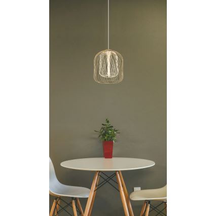 Globo - Hängeleuchte mit Kabel 1xE27/40W/230V Ø 35 cm beige/weiß