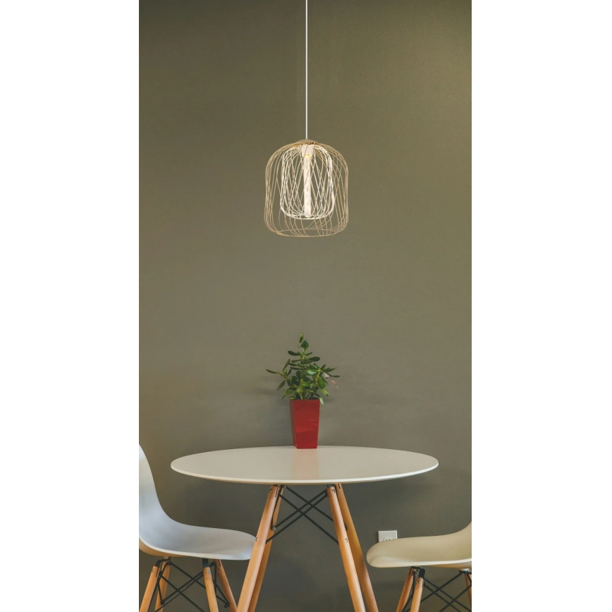 Globo - Hängeleuchte mit Kabel 1xE27/40W/230V Ø 35 cm beige/weiß